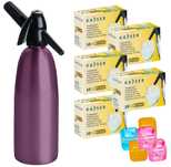 Saturator syfon do wody sodowej fioletowy 1L +50 naboi +5 kostek lodu