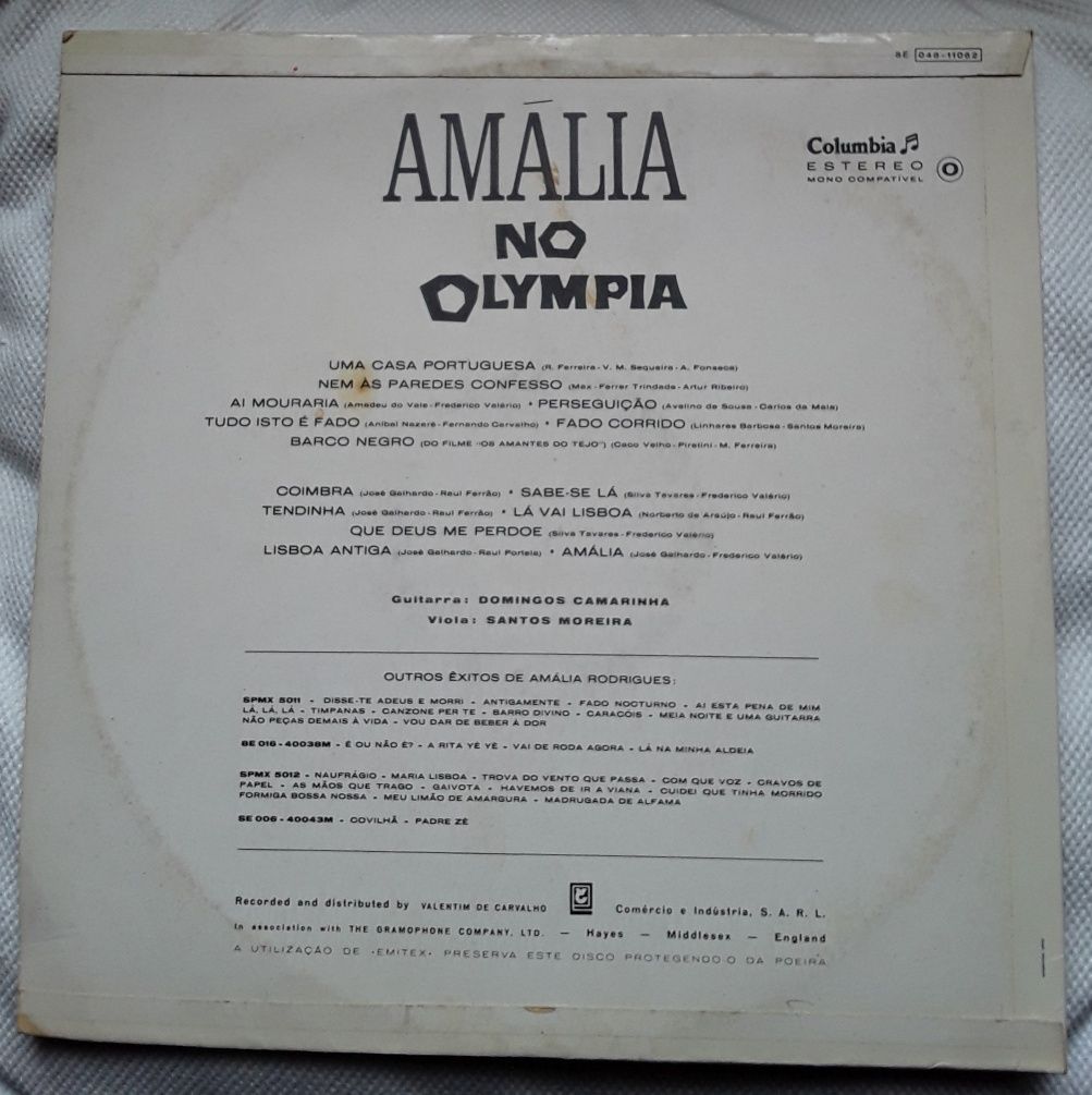 Disco LP em vinil de Amália Rodrigues - Amália no Olympia