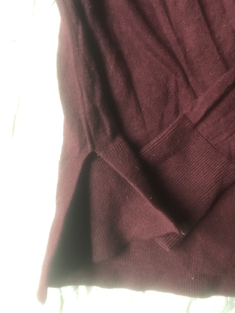 Sweter Abercrombie & Fitch S burgund wiskoza wool wełna