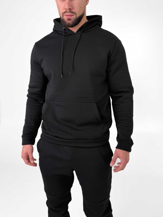 ОПТ ГУРТ Зимовий худі чорний з начосом на флісі чорна толстовка худи