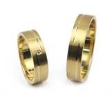 Obrączki ślubne płaskie matowane cyrkonia żółte złoto 585 5mm goldrun