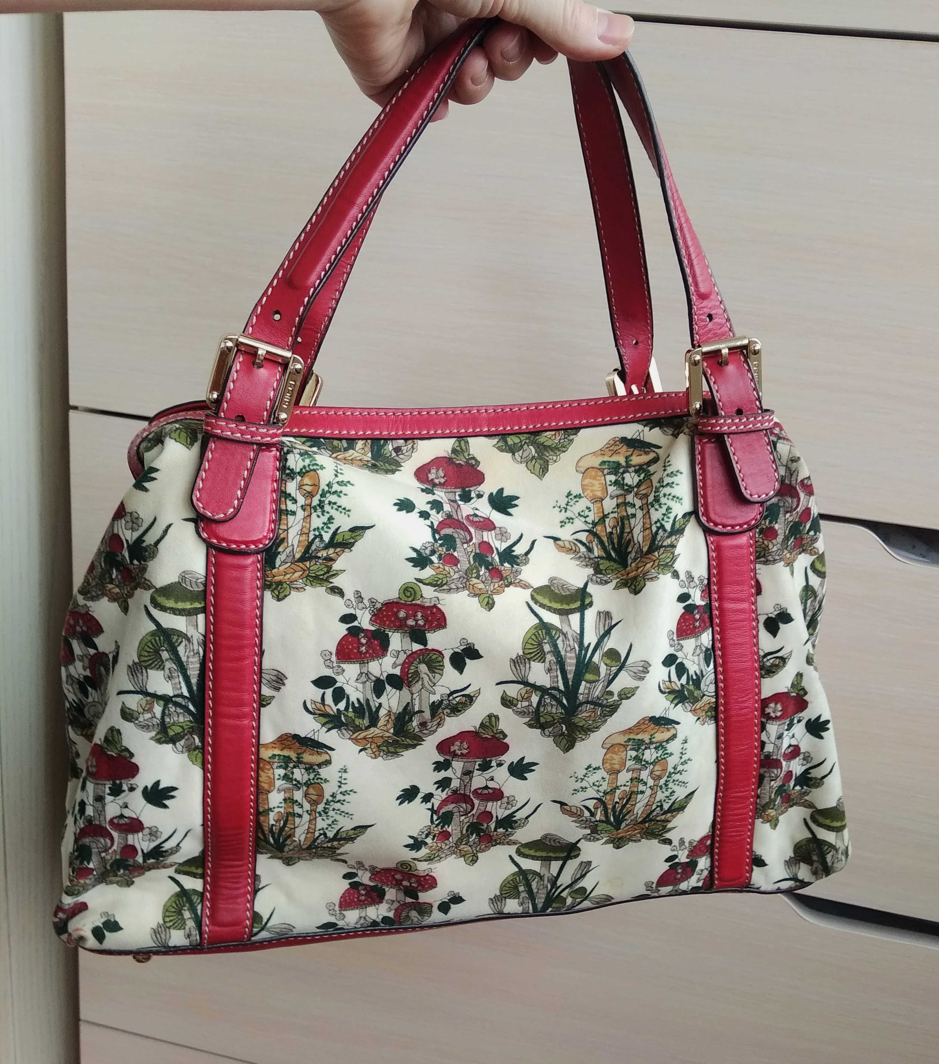Сумка шопер Gucci, винтаж мухоморы