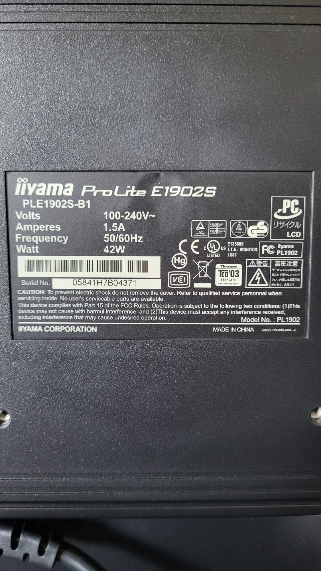 Monitor iiyama ProLite 1902 19"