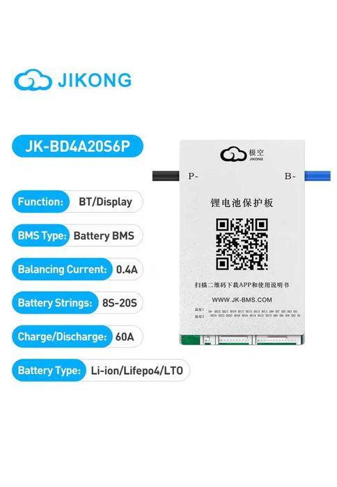 JIKONG Smart BMS BD4A20S6P 8S-20S Li-Ion LiFePo4 LTO Active Balance BT