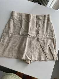 Spódnica-szorty lniana mini Zara, XS S, bezowa  Massimo Dutti