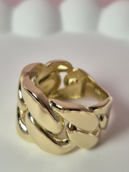 Złoty pierścionek gładki pancerka szeroki r. 15 p. 585