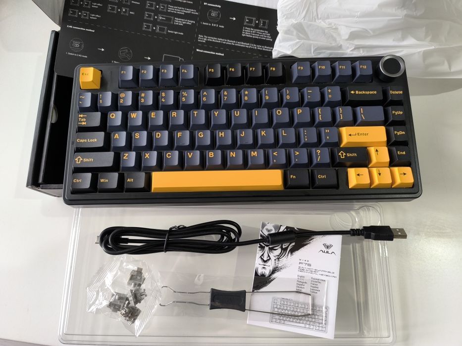 AULA F75 на сірих свічах Gray wood switch V3 механічна клавіатура