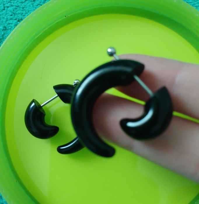 Серьги плаги обманки Черные