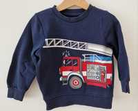 Camisola sweat carro bombeiros criança 98cm 3 anos azul escura