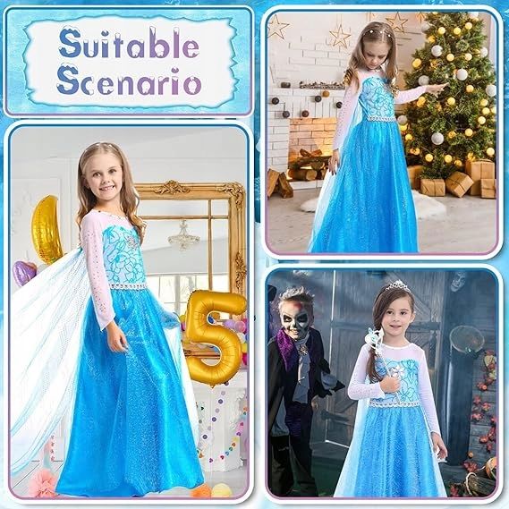 Strój przebranie Elsa Elza Sukienka Frozen Bal karnawałowy karnawał