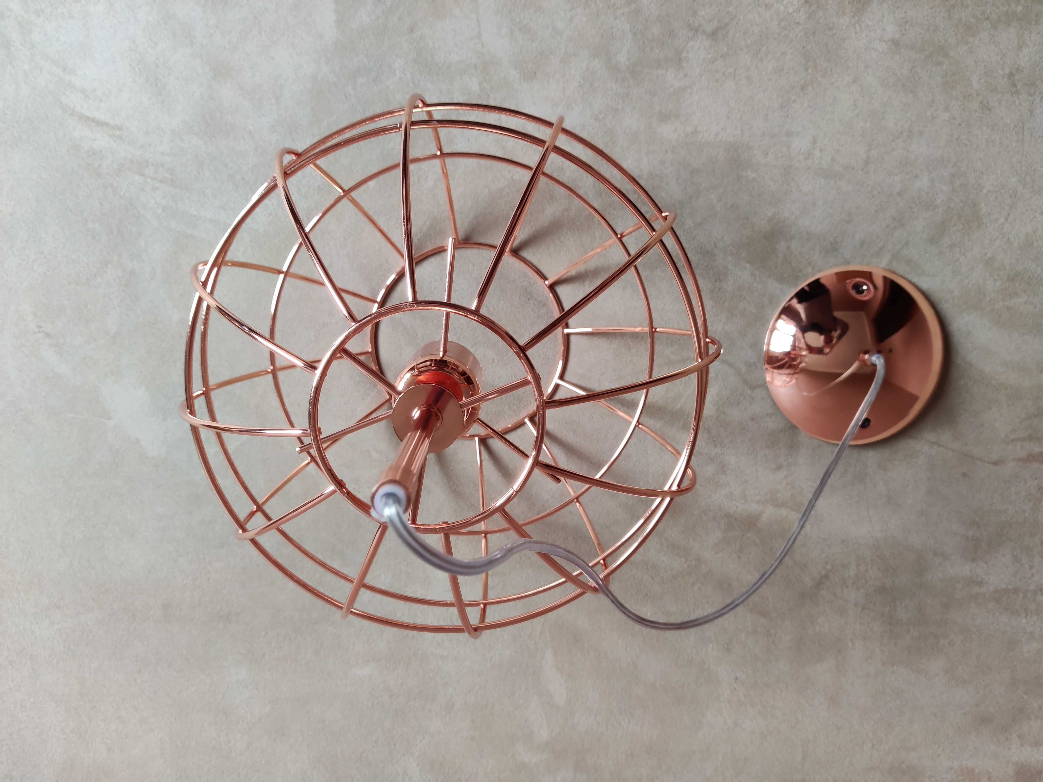 Żyrandol jedynka, lampa jedynka - miedziana