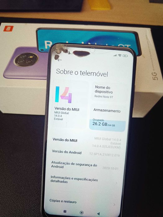 Xiaomi Redmi Note 9T 5G – 4GB RAM / 128GB – Ecrã partido mas funcional