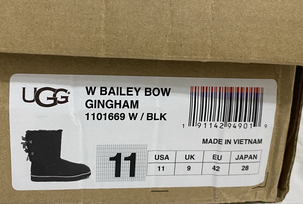 Ugg 11 чорні з бантами 28см 42розмір