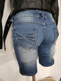 Spodnie jeans kokardka krótkie dżins