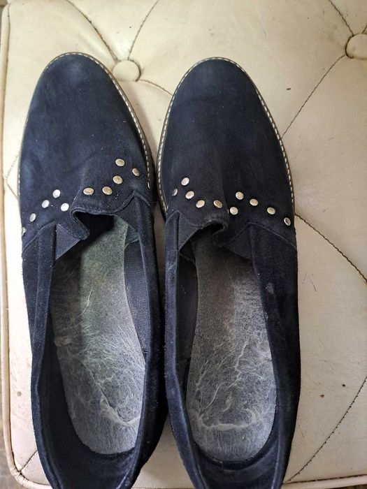 Туфли лоферы черная замша розмер 39