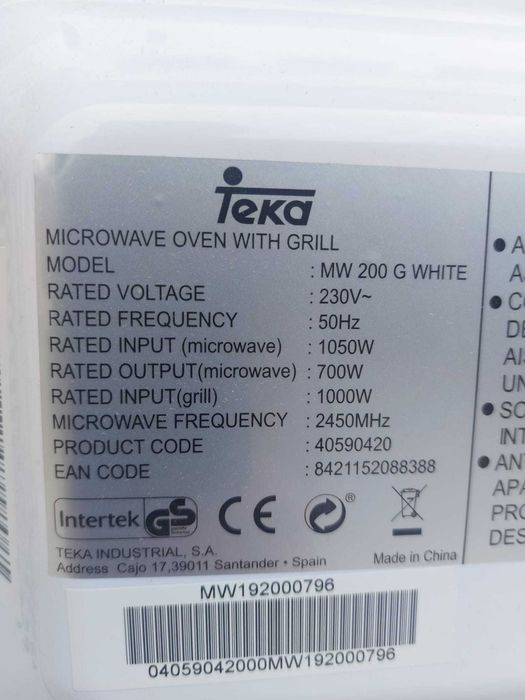 Microondas Teka MW 200 G Branco