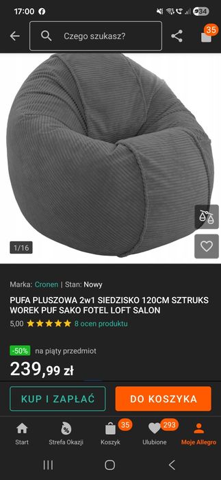 Puf, worek sako jak nowy 2w1