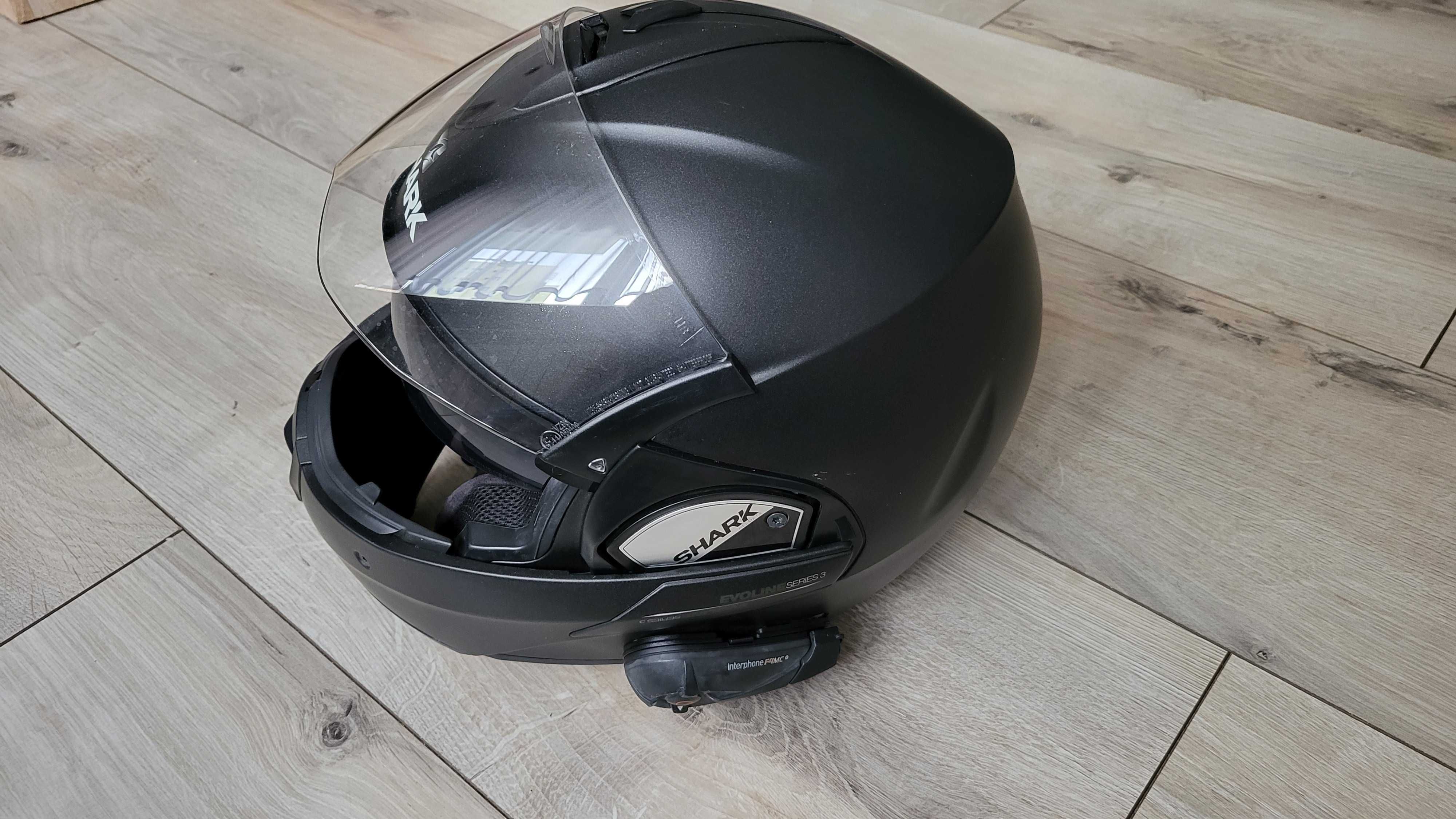 Kask motocyklowy szczękowy Shark Evoline Series 3 XL z intercomem.