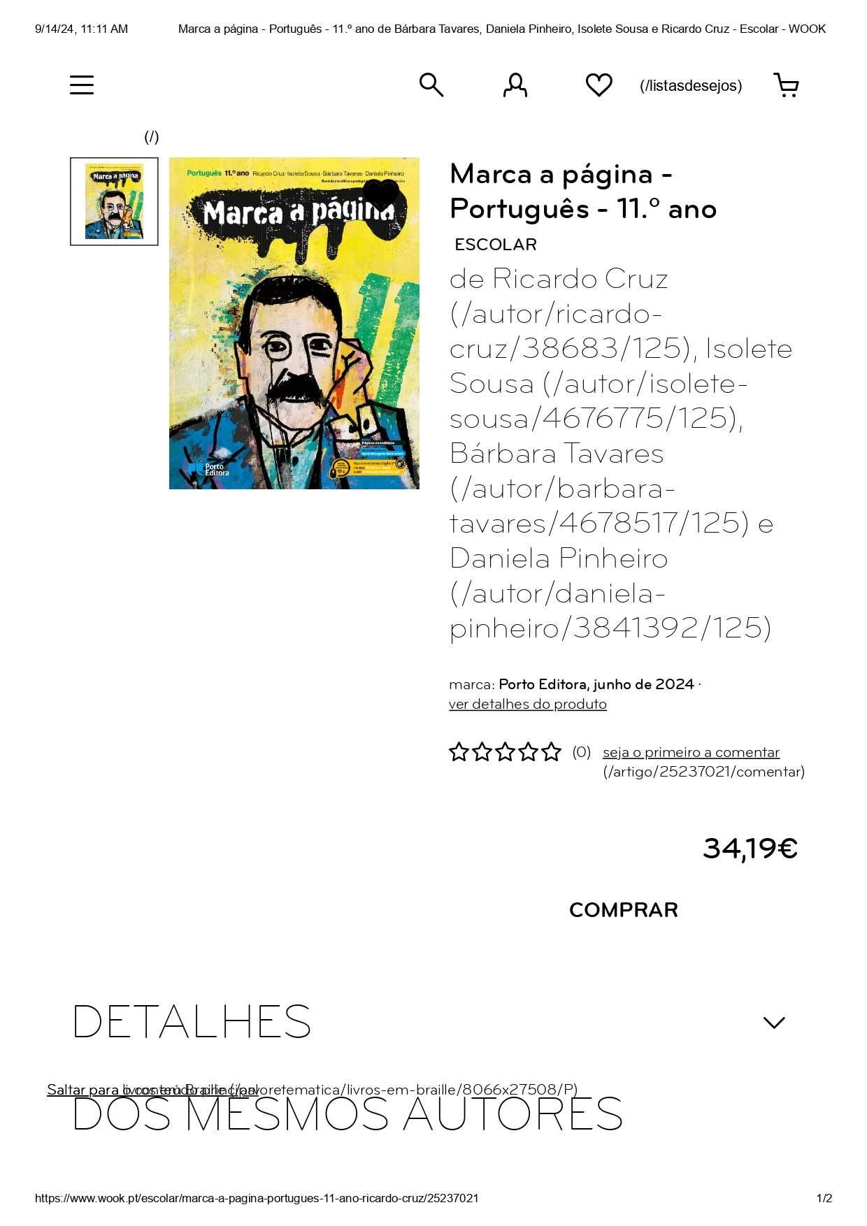 manual escolar de portugês 11º " marca a página"