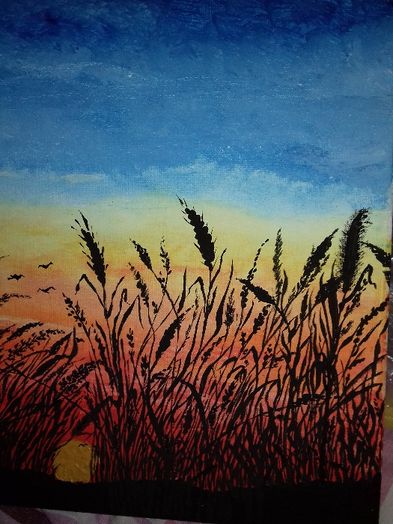 Картина "Захід сонця", КОШТИ ДЛЯ ЗСУ, 30×30 , акрил