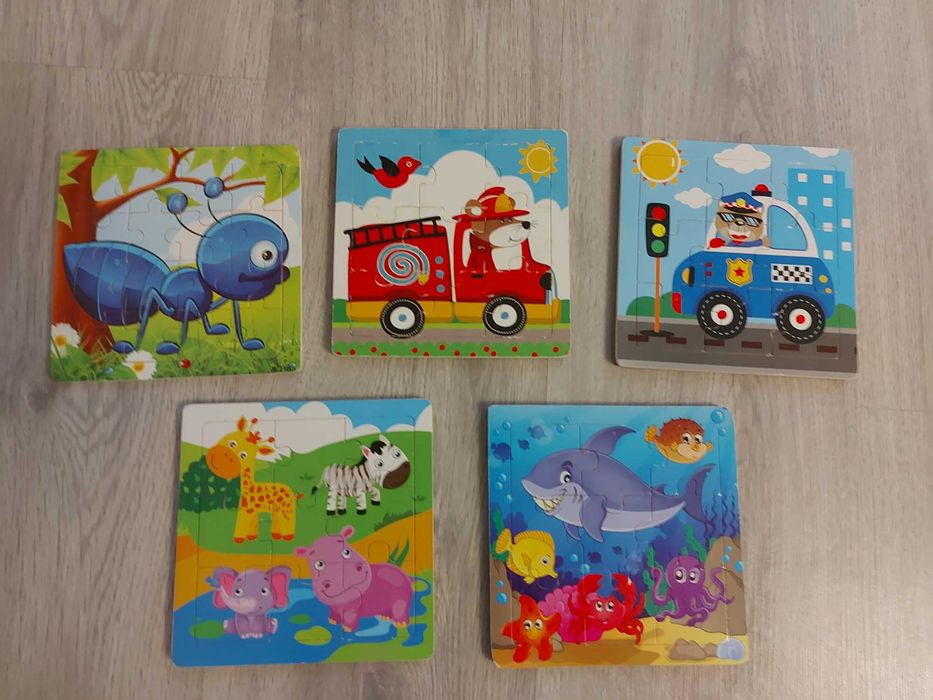 Zestaw puzzli układanka drewniana 2+