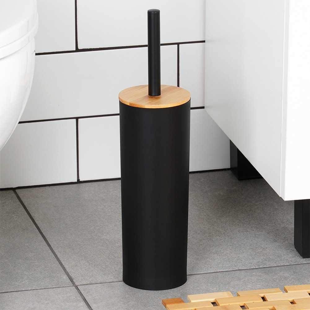 Szczotka do toalety WC SILIKONOWA łazienkowa pojemnik stojak czarna