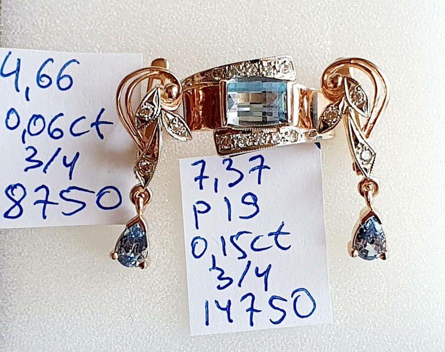 Продам гарнитур с бриллиантами и топазами