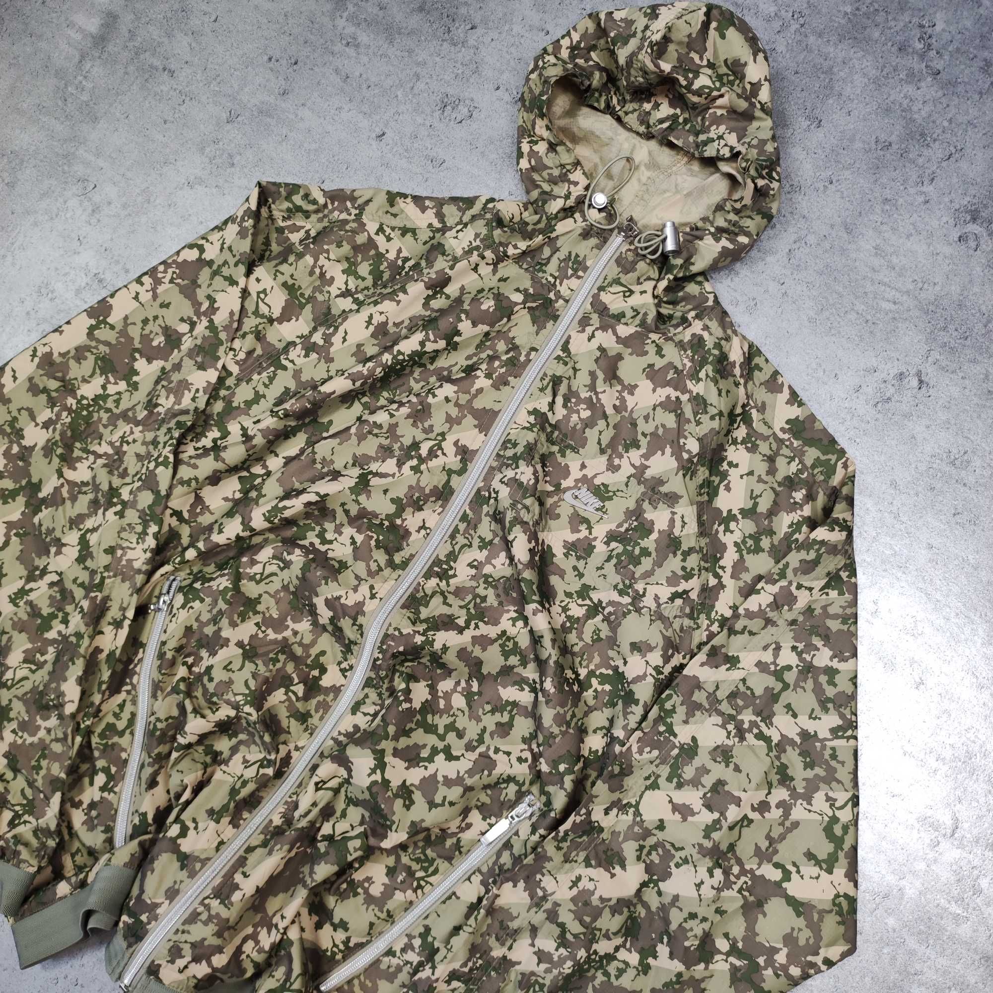 MĘSKA Kurtka Moro Camo Motyw Militarna Wiatrówka Nike Rozpinana Hoodie