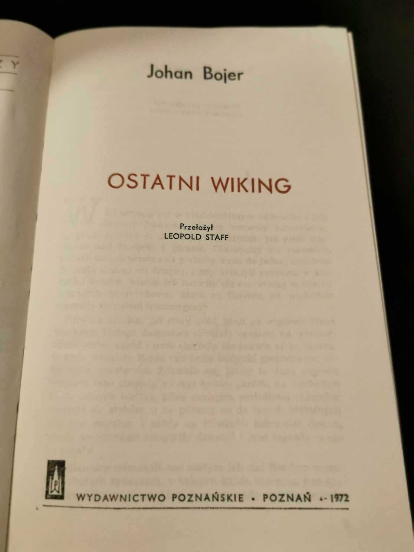 Ostatni wiking - Johan Bojer Wydanie pierwsze z 1972 roku