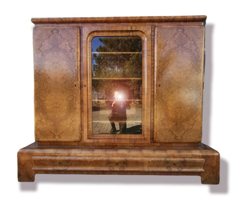 Komplet gabinetowy Art Deco z 1930 roku. Biurko i biblioteka.