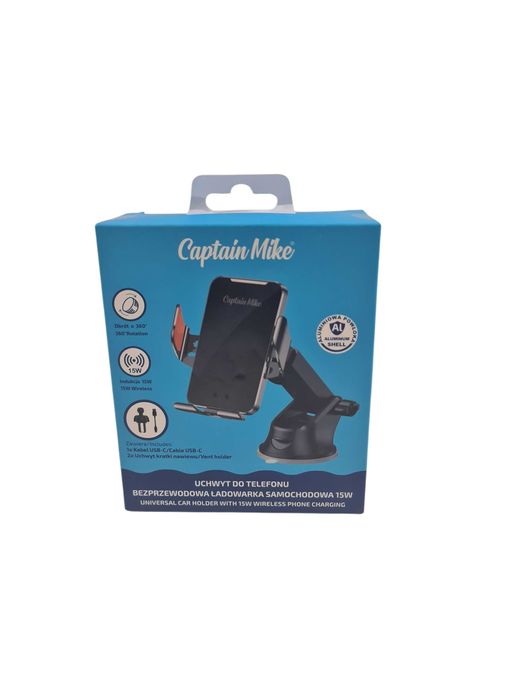 Uchwyt do telefonu z bezprzewodową ładowarką 15W Captain Mike