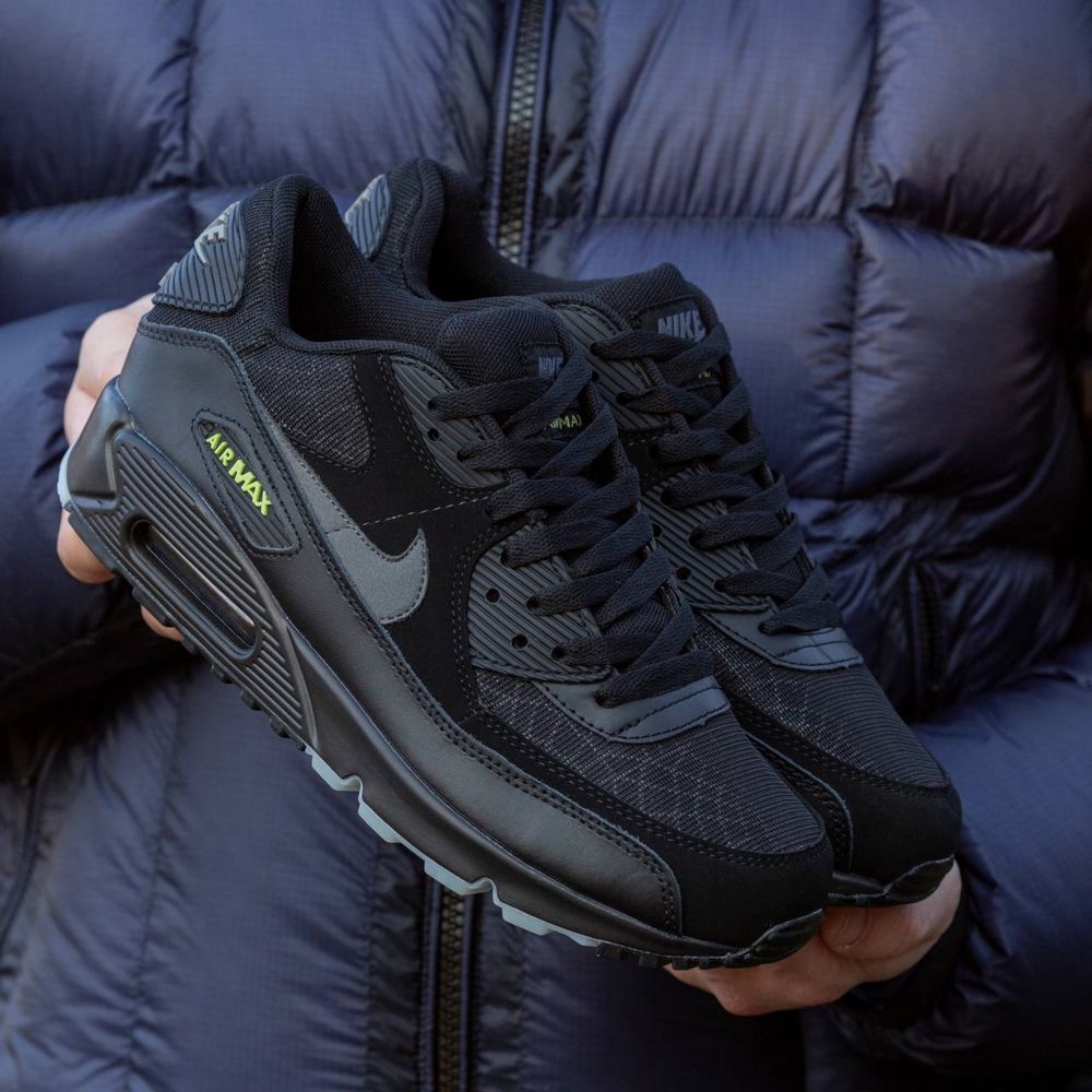 Кросівки Чоловічі Nike Air Max 90 Black Grey Green Premium