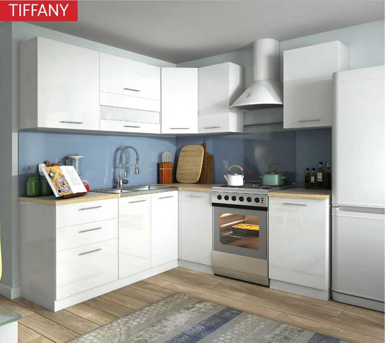 Meble kuchenne modułowe biały połysk Tiffany Liveo