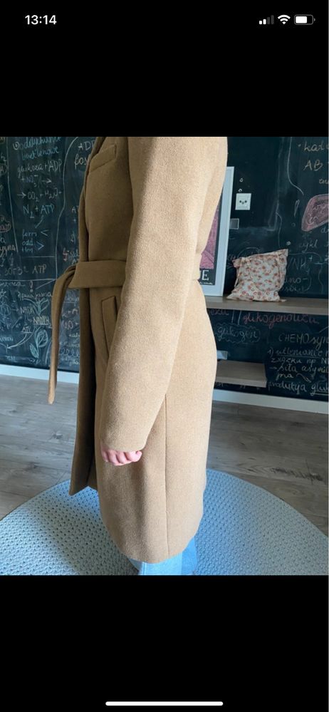 Płaszcz Stradivarius camel brązowy XS