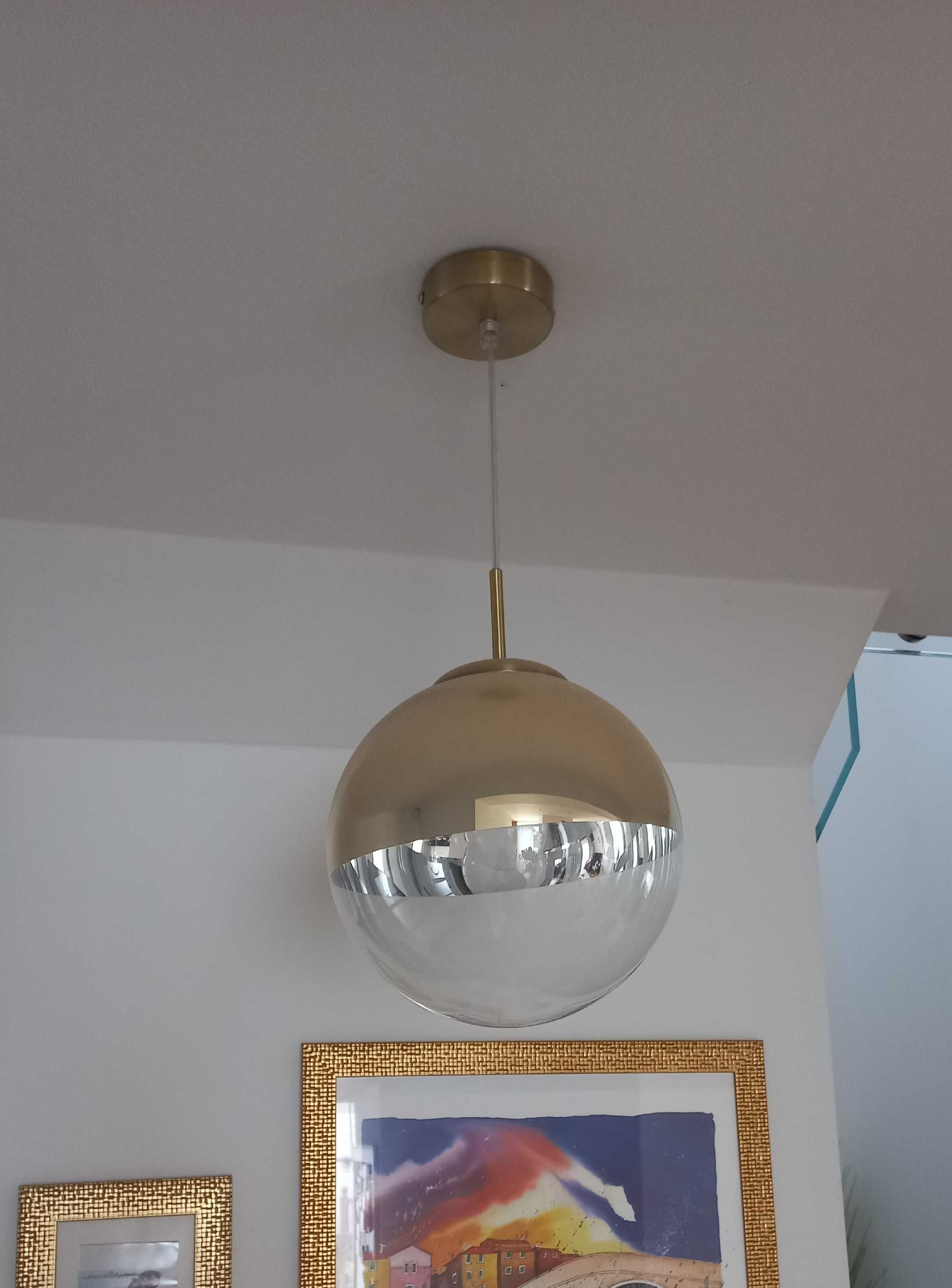 Lampa wisząca kula złota średnica 20 cm Gold żyrandol glamour