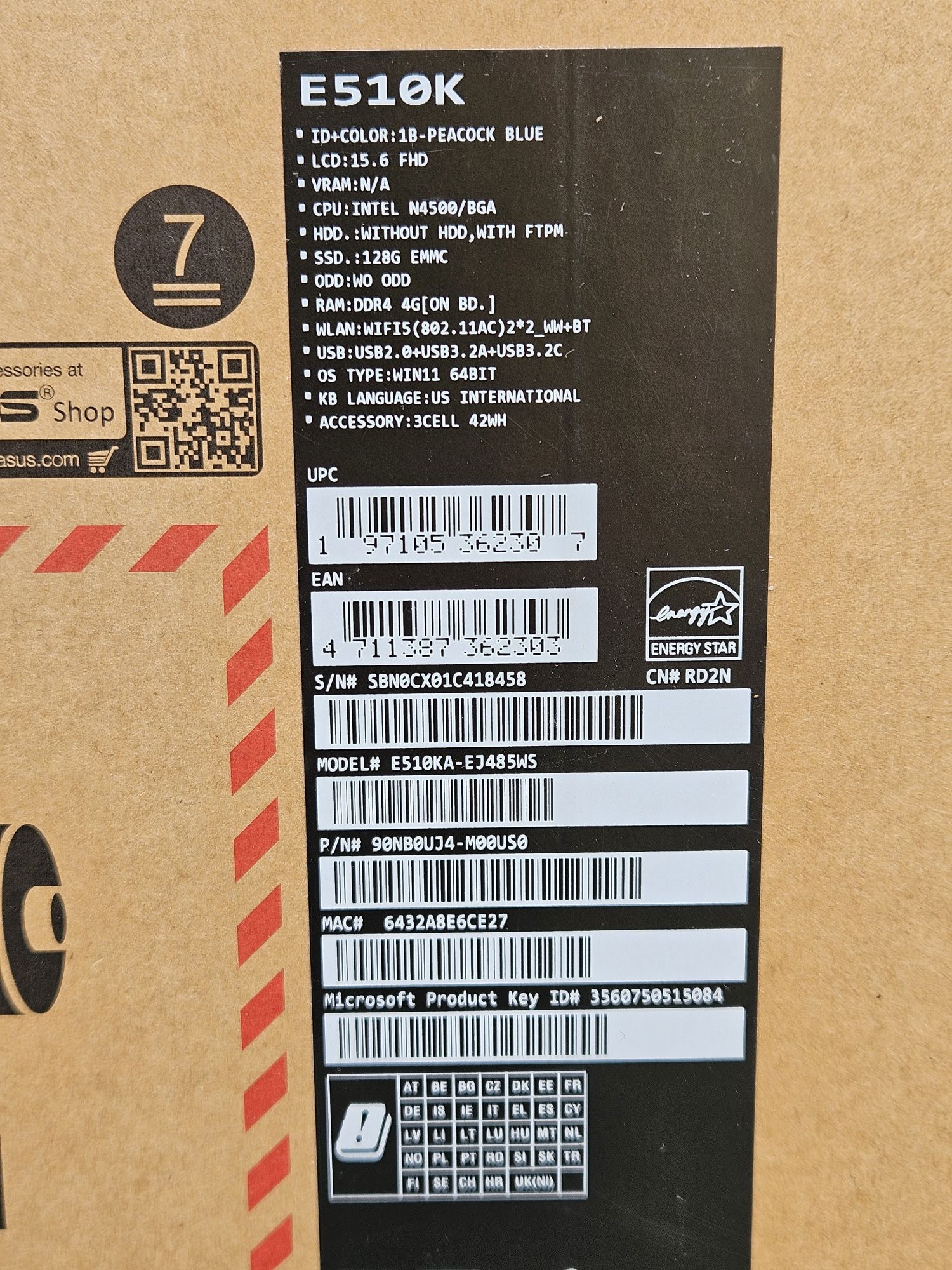 Notebook Asus Vivobook Go 15 E510KA-EJ485WS