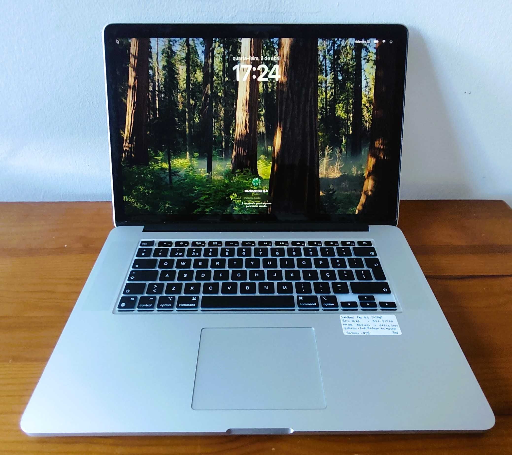 MacBook Pro 15"(A1398)- i7, Ram 16 GB, SSD 512 GB (Sequoia+ win 10)