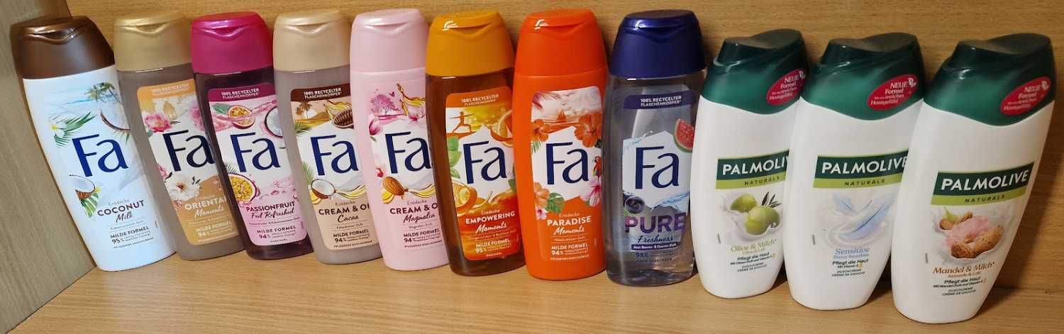 Żele do kąpieli damskieFirmy FA i Palmolive 250 ml.Niemieckie