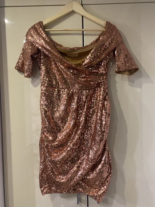 Sukienka cekinowa rożowe złoto roz 40