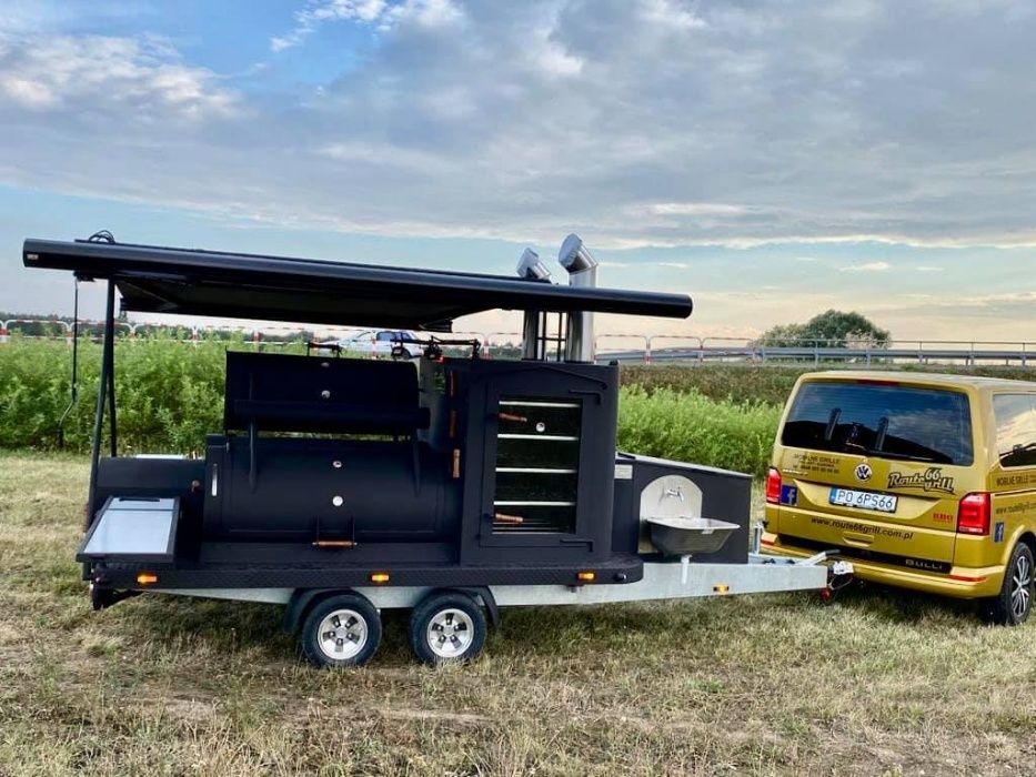 smoker bbq grill na przyczepie ,przyczepa gastronomiczna Texas 2 XXL