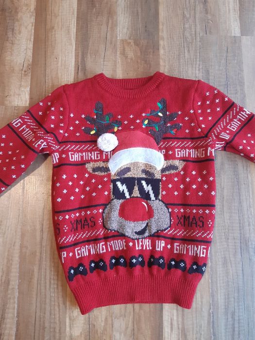 Sweter świąteczny 128 Mikołaj renifer 7/8 christmas chłopiec