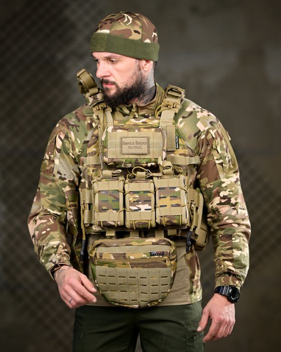 Оригінальна плитоноска Single sword мультикам, плитоноска с подсумками