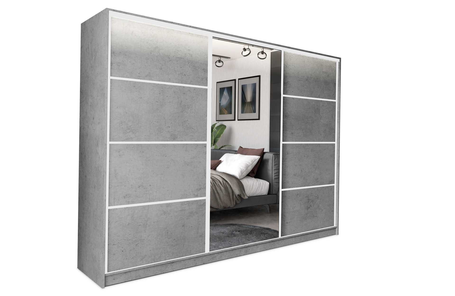150x205x56 Szafa przesuwna White Beton