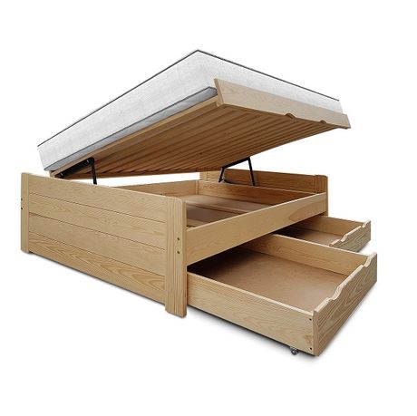 ALTO 140x200 wysokie łóżko drewniane ze skrzynią otwierane na bok