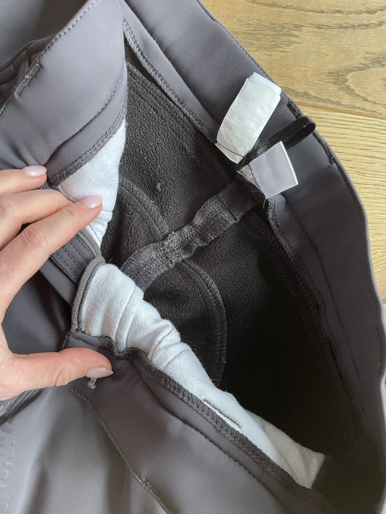 Legginsy bryczesy ocieplane zimowe 40 softshell szare fiolet