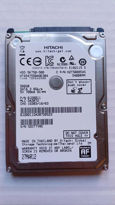Disco Hitachi HDD 2.5" 500GB