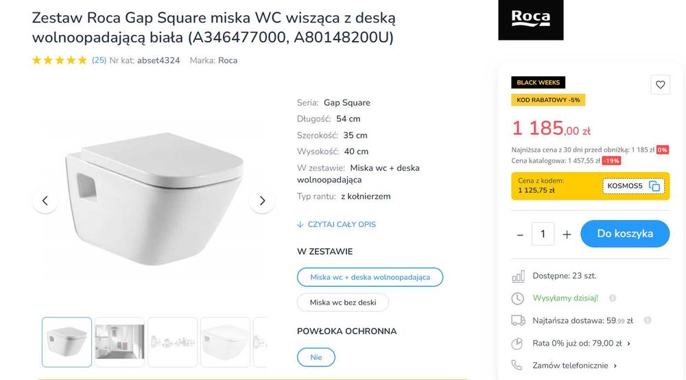 Gap Square miska WC wisząca z deską wolnoopadającą biała