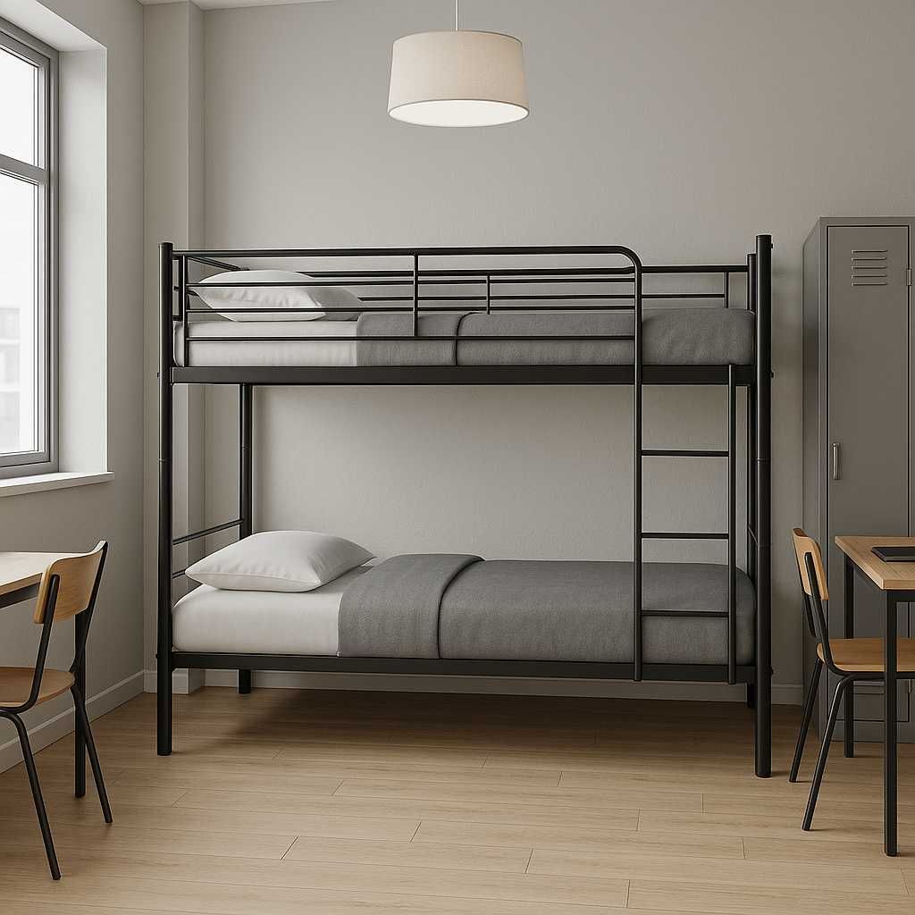 Łóżko piętrowe metalowe 90x200 solidne hostelowe pracownicze do domu