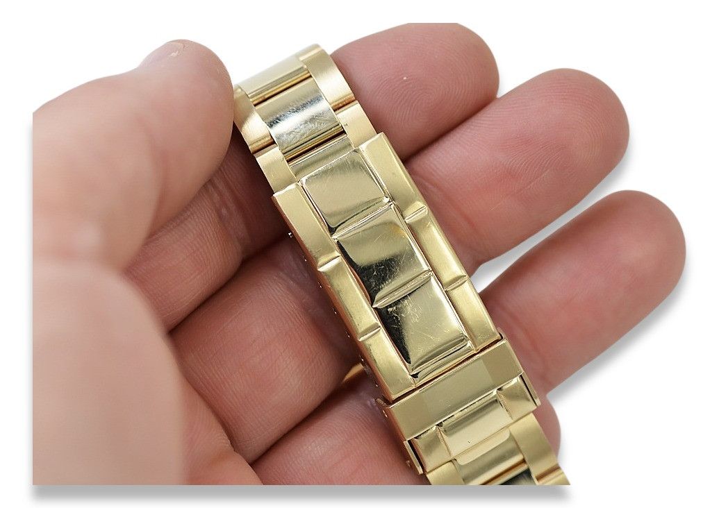 Złoty zegarek męski 14k Geneve mw014ydbl&mbw017y z niebieską tarczą P