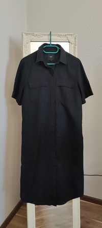 Чорна льняна сукня-сорочка Next, розмір 14 або 42